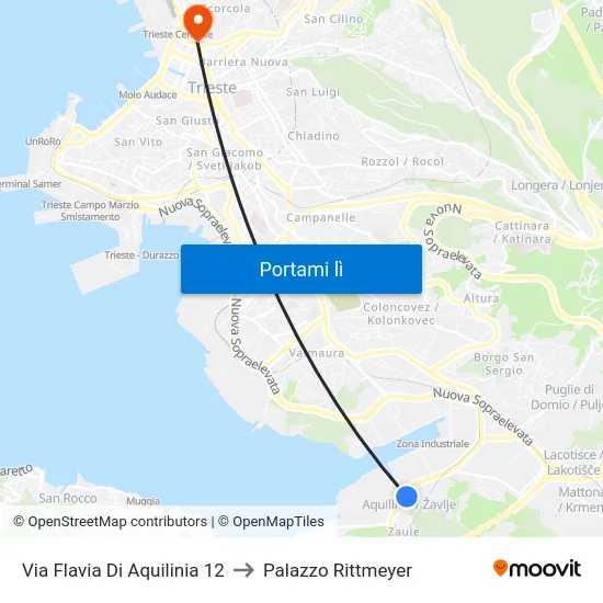 Via Flavia Di Aquilinia 12 to Palazzo Rittmeyer map