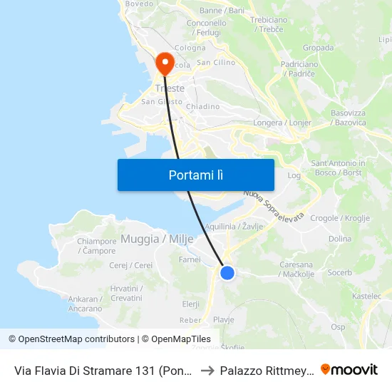 Via Flavia Di Stramare 131 (Ponte) to Palazzo Rittmeyer map