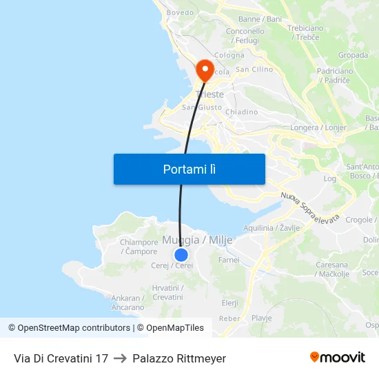 Via Di Crevatini 17 to Palazzo Rittmeyer map