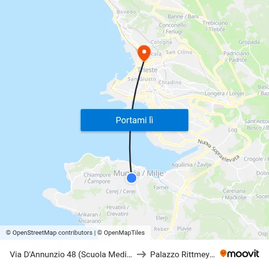 Via D'Annunzio 48 (Scuola Media) to Palazzo Rittmeyer map