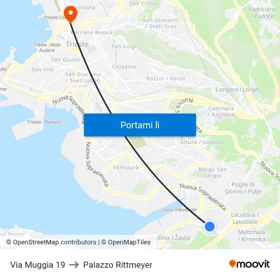 Via Muggia 19 to Palazzo Rittmeyer map