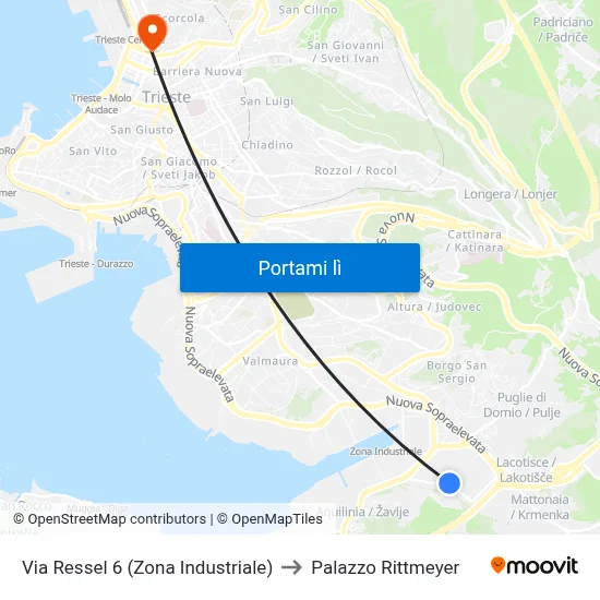Via Ressel 6 (Zona Industriale) to Palazzo Rittmeyer map