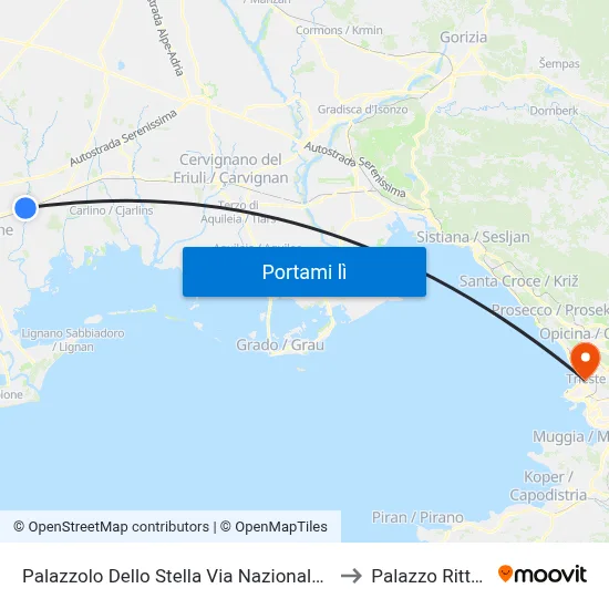 Palazzolo Dello Stella Via Nazionale (Fronte 39) to Palazzo Rittmeyer map
