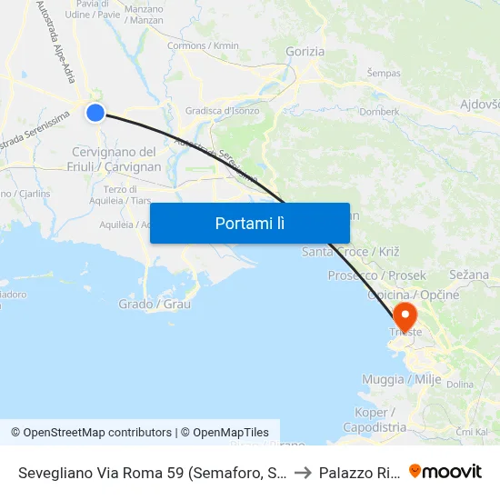 Sevegliano Via Roma 59 (Semaforo, Strada Regionale 352) to Palazzo Rittmeyer map