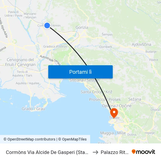 Cormòns Via Alcide De Gasperi (Stazione Ferroviaria) to Palazzo Rittmeyer map