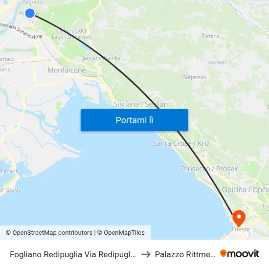 Fogliano Redipuglia Via Redipuglia 22 to Palazzo Rittmeyer map