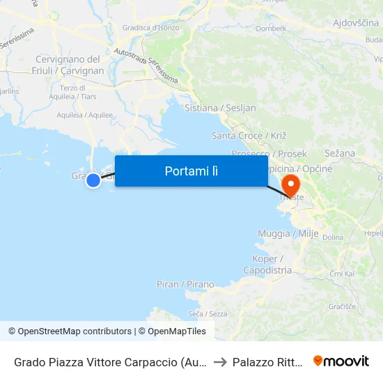 Grado Piazza Vittore Carpaccio (Autostazione) to Palazzo Rittmeyer map