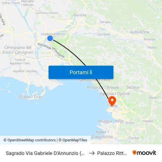 Sagrado Via Gabriele D'Annunzio (Fronte 11) to Palazzo Rittmeyer map