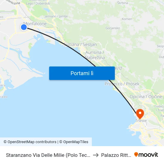 Staranzano Via Delle Milie (Polo Tecnico - Interno) to Palazzo Rittmeyer map