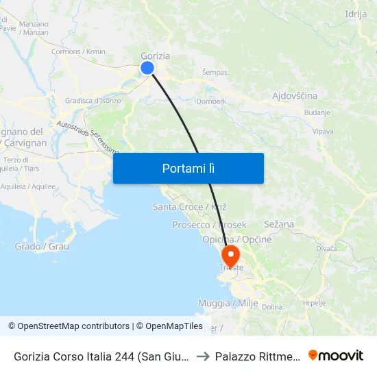 Gorizia Corso Italia 244 (San Giusto) to Palazzo Rittmeyer map