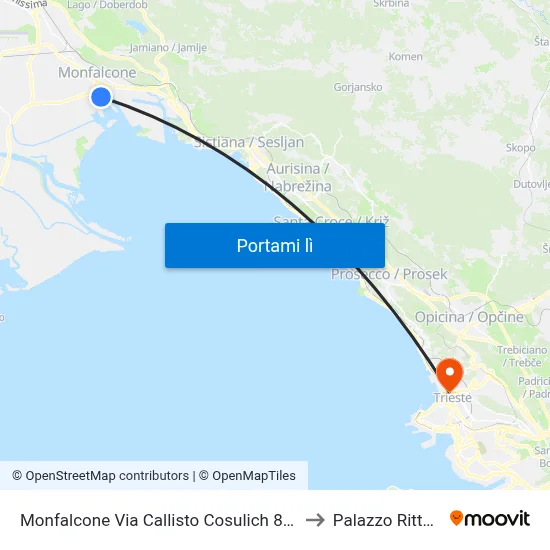 Monfalcone Via Callisto Cosulich 80 (Cantieri) to Palazzo Rittmeyer map
