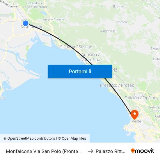 Monfalcone Via San Polo (Fronte Ospedale) to Palazzo Rittmeyer map