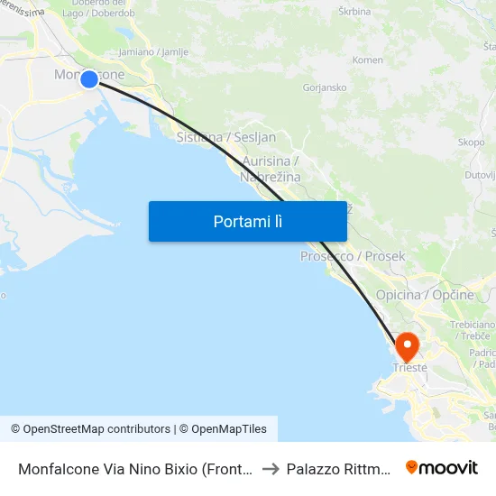 Monfalcone Via Nino Bixio (Fronte 26) to Palazzo Rittmeyer map