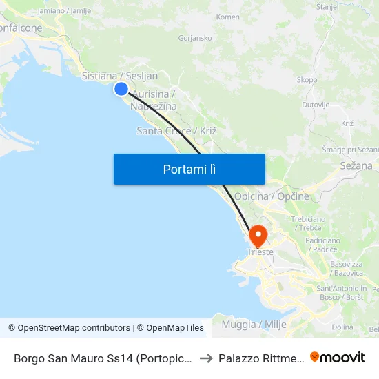 Borgo San Mauro Ss14 (Portopiccolo) to Palazzo Rittmeyer map
