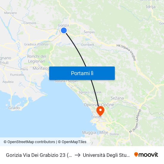 Gorizia Via Dei Grabizio 23 (Scuola Trinko) to Università Degli Studi Di Trieste map