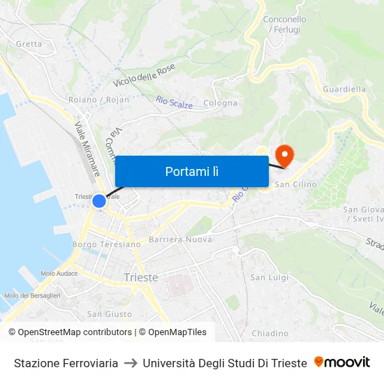 Stazione Ferroviaria to Università Degli Studi Di Trieste map