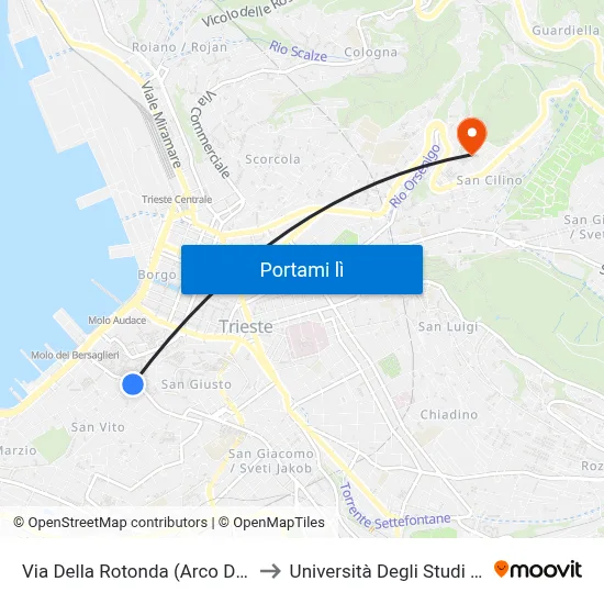 Via Della Rotonda (Arco Di Riccardo) to Università Degli Studi Di Trieste map
