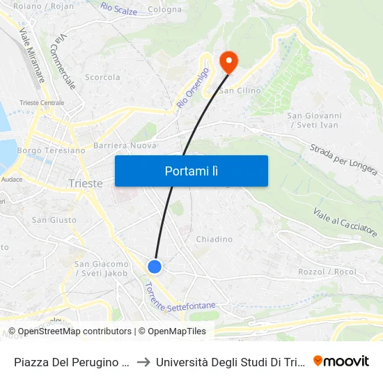 Piazza Del Perugino 7/A to Università Degli Studi Di Trieste map