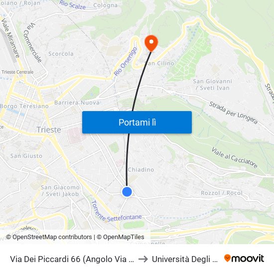 Via Dei Piccardi 66 (Angolo Via Revoltella, Teatro Pellico) to Università Degli Studi Di Trieste map