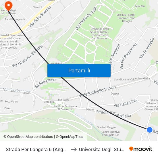 Strada Per Longera 6 (Angolo Via Antoni) to Università Degli Studi Di Trieste map