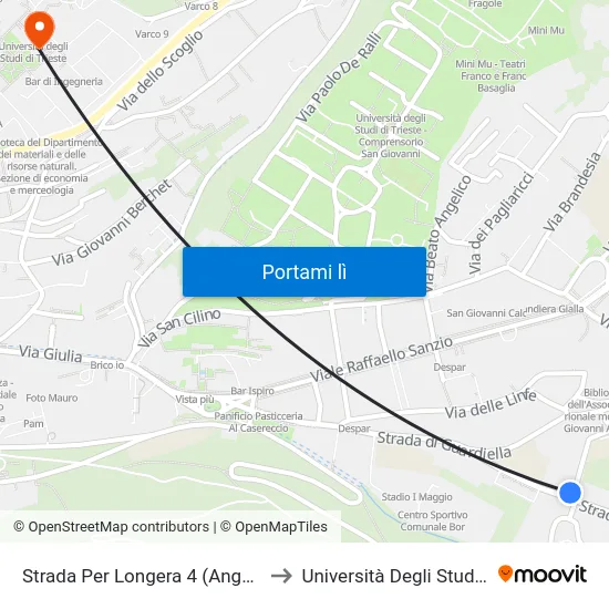 Strada Per Longera 4 (Angolo Via Cozzi) to Università Degli Studi Di Trieste map