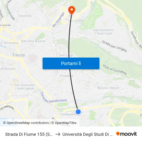 Strada Di Fiume 155 (Scuola) to Università Degli Studi Di Trieste map
