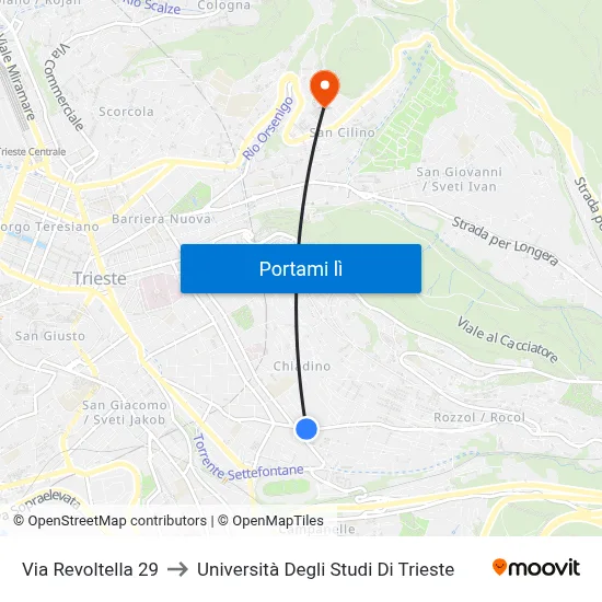 Via Revoltella 29 to Università Degli Studi Di Trieste map