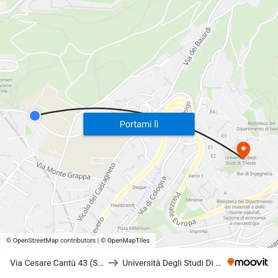 Via Cesare Cantù 43 (Scuola) to Università Degli Studi Di Trieste map