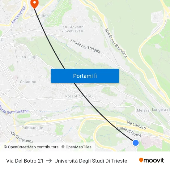 Via Del Botro 21 to Università Degli Studi Di Trieste map
