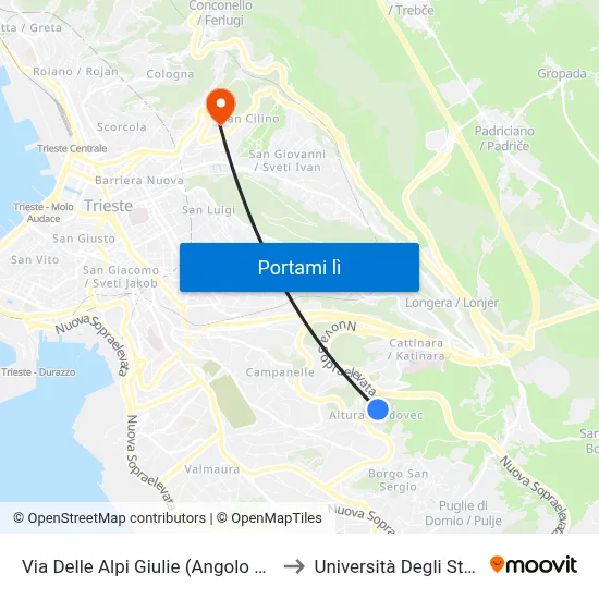 Via Delle Alpi Giulie (Angolo Via Monte Peralba) to Università Degli Studi Di Trieste map