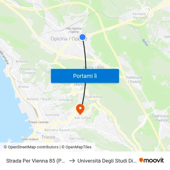 Strada Per Vienna 85 (Poligono) to Università Degli Studi Di Trieste map