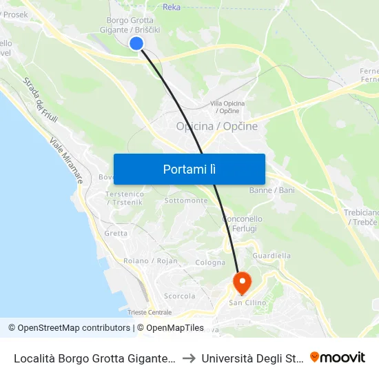 Località Borgo Grotta Gigante (Ex Caserma Dardi) to Università Degli Studi Di Trieste map