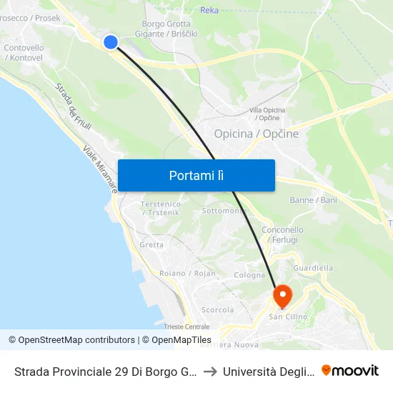 Strada Provinciale 29 Di Borgo Grotta Gigante (Campo Sportiv to Università Degli Studi Di Trieste map