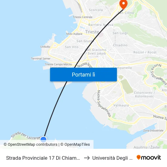 Strada Provinciale 17 Di Chiampore 3/A (Località Zindis) to Università Degli Studi Di Trieste map