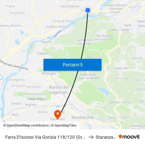 Farra D'Isonzo Via Gorizia 118/120 (Grotta) to Staranzano map