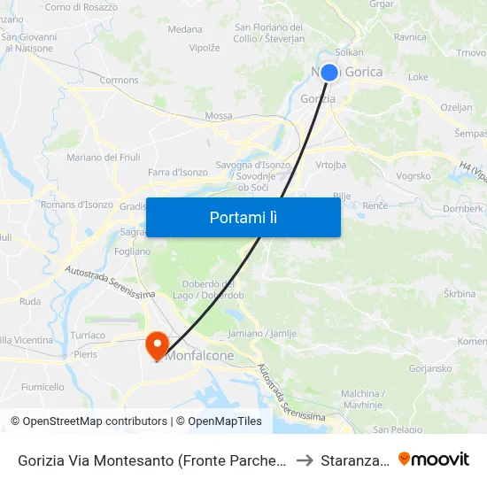 Gorizia Via Montesanto (Fronte Parcheggio) to Staranzano map