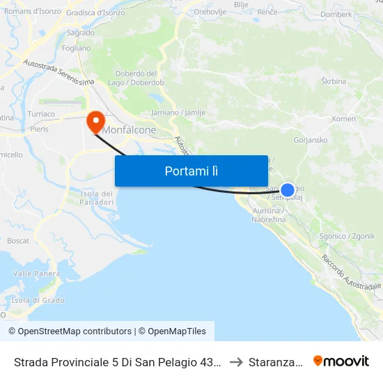 Strada Provinciale 5 Di San Pelagio 43/A to Staranzano map