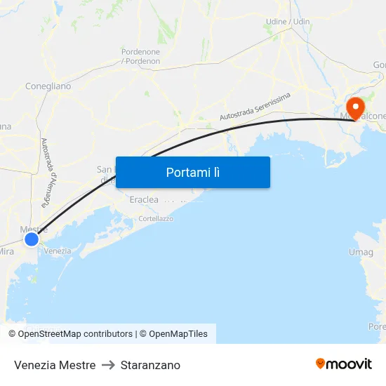 Venezia Mestre to Staranzano map