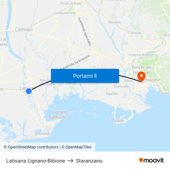 Latisana Lignano-Bibione to Staranzano map