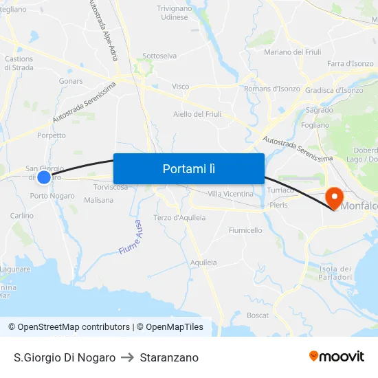 S.Giorgio Di Nogaro to Staranzano map