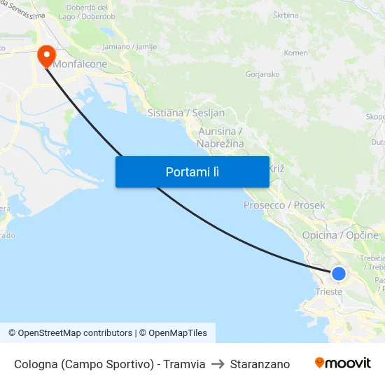 Cologna (Campo Sportivo) - Tramvia to Staranzano map