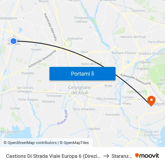 Castions Di Strada Viale Europa 6 (Direzione Udine) to Staranzano map