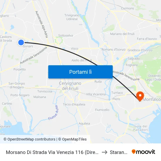 Morsano Di Strada Via Venezia 116 (Direzione Gonars) to Staranzano map