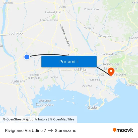 Rivignano Via Udine 7 to Staranzano map