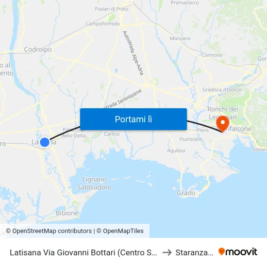 Latisana Via Giovanni Bottari (Centro Studi) to Staranzano map