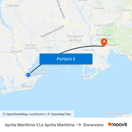 Aprilia Marittima V.Le Aprilia Marittima to Staranzano map