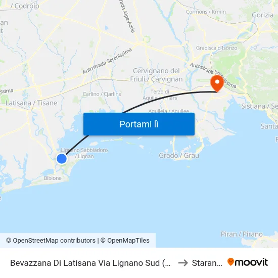 Bevazzana Di Latisana Via Lignano Sud (Direzione Lignano) to Staranzano map