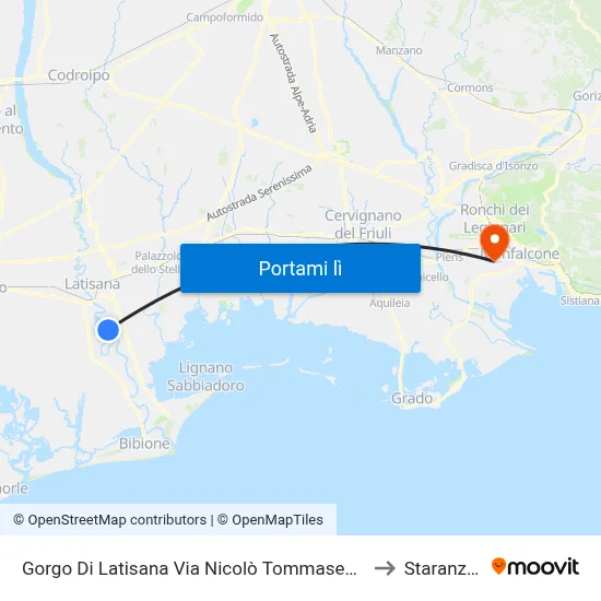 Gorgo Di Latisana Via Nicolò Tommaseo (Chiesa) to Staranzano map