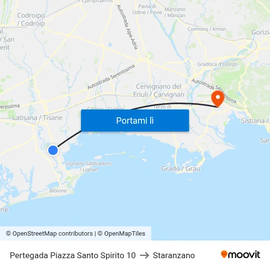 Pertegada Piazza Santo Spirito 10 to Staranzano map
