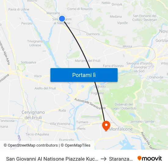 San Giovanni Al Natisone Piazzale Kuchl to Staranzano map